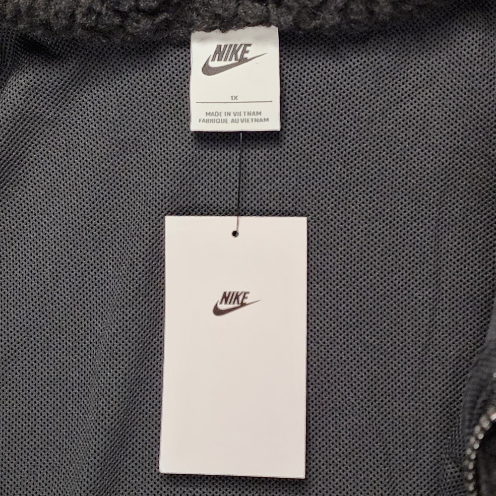 Nike Womens Sz 1x NSW Sportswear Swoosh Full-Zip Jacket Sherpa Faux Fur Black - Picture 8 of 12